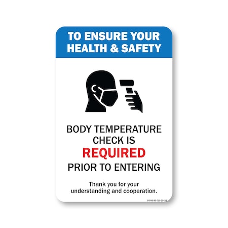 Signmission PSA, Body Temperature Check Is Required, 10in X 7in Peel And Stick Wall Graphic, OS-NS-RD-710-25435 OS-NS-RD-710-25435