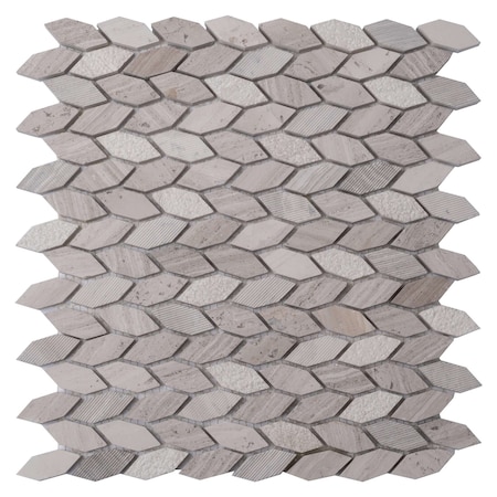 Apollo Tile Wooden Gray 12x12 Marble Polished, Etched Floor and Wall Mosaic Tile 4.92 sqft/case, 5PK APLBL8808WGA