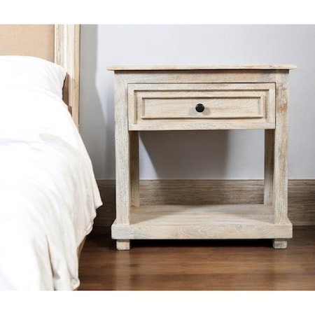 Homeroots 28" White Solid Wood Distressed One Drawer Nightstand 555413