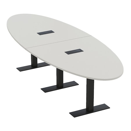 Skutchi Designs 10 Person Conference Table With Power Unit | 12' Oval Table | Harmony Series HAR-OVL-48X144-T.BK-U779-EBLK