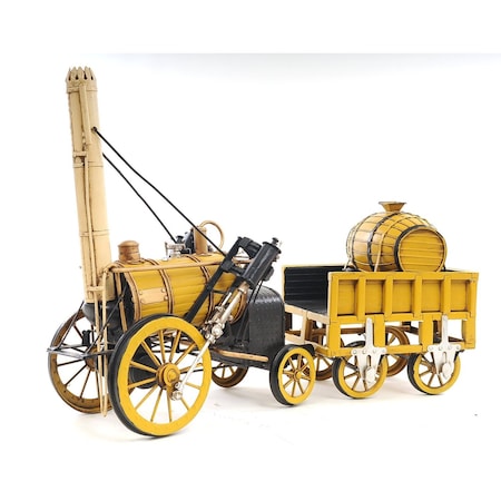 Homeroots c1829 Yellow Rocket Steam Engine Model Sculpture 401101