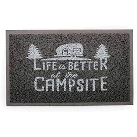 Camco 26.5 x 15 in. Life Is Better At The Campsite Scrub Rug Travel Trailer, Teal CMC53447