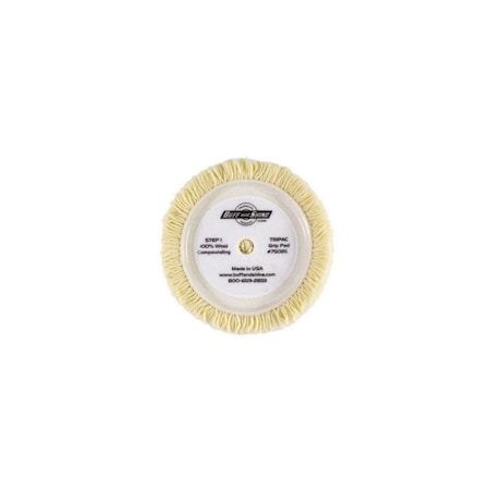 Buff And Shine Buffing Grip Pad, 7-1/2 in Dia, Hook and Loop Attachment, 100% Twisted Wool Pad, Natural 7503G