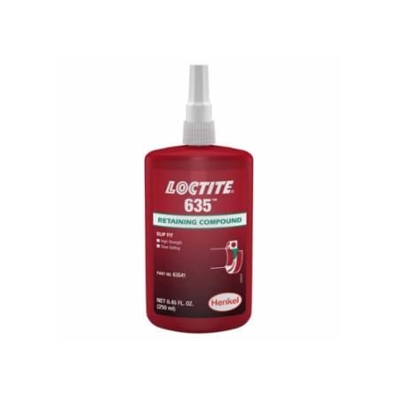 Loctite 635, Retaining Compound, High Strength/Slow Cure, 250 mL Bottle, Green, 4,000 psi 442-135517