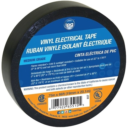 Intertape Electrical Tape, 66 ft L, 3/4 in W, PVC Backing 85835