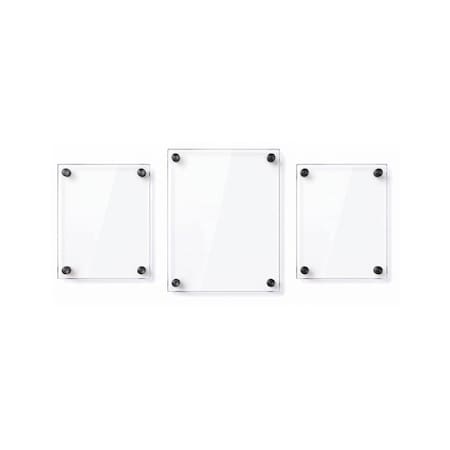 Azar Displays Floating Acrylic Gallery Wall Frame Set, 1" Stand off, Black, 3PK 105704-BLK