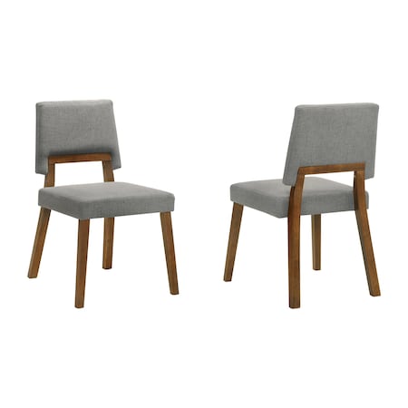 Armen Living Channell Wood Dining Chair in Walnut Finish with Charcoal Fabric - Set of 2 LCCHCHWACH