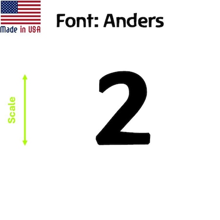Aacc Self-Adhesive Vinyl Number: 2, Size: 15 cm. Color: Black Font: Anders, 24PK AACC-Anders-N2-Black-M15x24