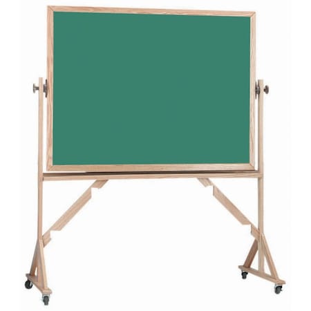 Aarco Reversible Freestanding Green Porcelain Chalkboard w/ a Red Oak Frame, Board Size 342''Hx60''W RS4260G