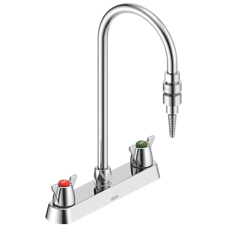 Delta Commercial W67 Series Mixing Faucet Two Handle 8 In Deck-Mount Laboratory Mixing Faucet In Chrome W6740-9