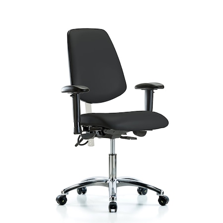 Blue Ridge Ergonomics Vin Desk Chair, Med, Bk, Blk, CL100/ESD, Adjustable Arms, 18" to 23" Height, Black BR-NECR-VDHCH-MB-CR-T1-A1-EC-ESDBLK