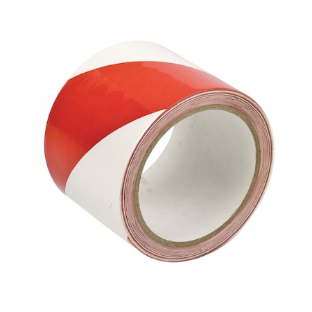 Brady Marking Tape Roll - High Performance  Vinyl, Diagonal Stripes, Red on White, 3in x 18 Yds, 18PK 55297
