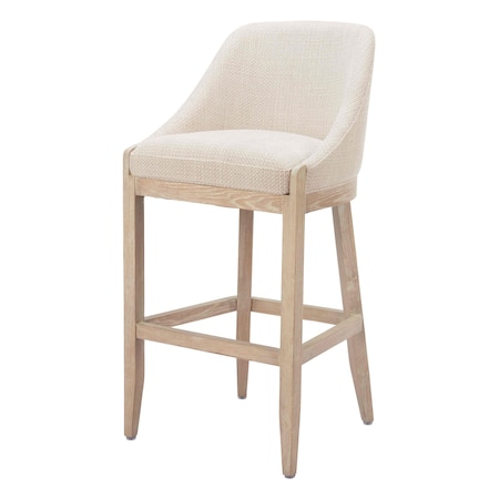 Homeroots 31" Beige and Natural Fabric and Solid Wood Bar Height Bar Chair 580068