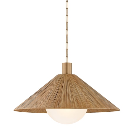 Troy Lighting Woodside 1 Light Pendant, Patina Brass, 32 In x 18.5 In F1432-PBR