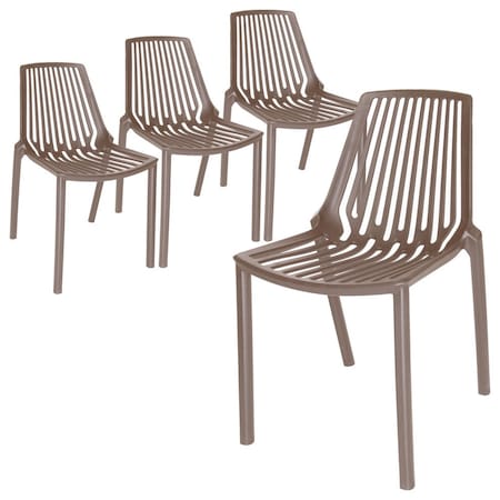 Leisuremod Acken Plastic Dining Side Chair, Taupe, 4PK ACK18TP4