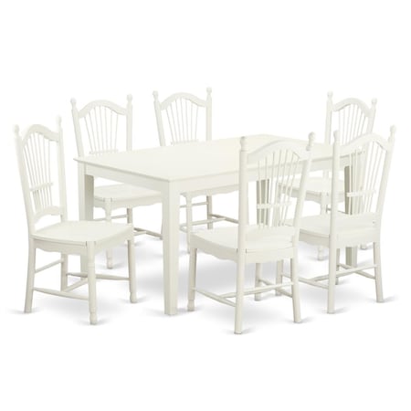 East West Furniture 7 Piece Dining Table Set, 7PK CADO7-LWH-W