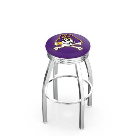 Holland Bar Stool Co 25" Chrome East Carolina Swivel Bar Stool, Accent Ring L8C3C25Ecarol