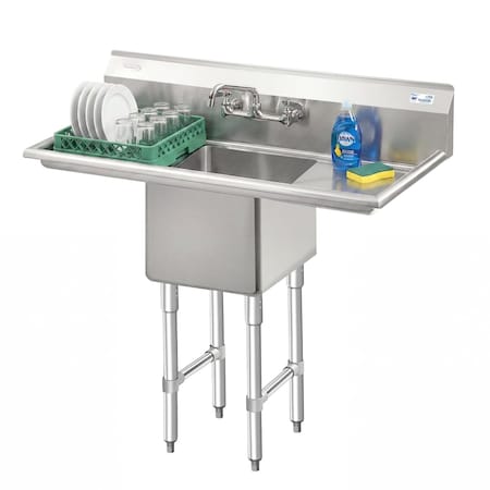 Koolmore 5 in. One compartment Stainless Steel Commercial Sink with Drainboards and Faucet SA151512-15B3FA
