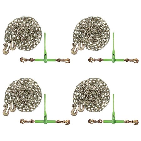 Mytee Products 4PK 5/16in- 3/8in Green Ratchet Chain Binder & 4PK 5/16in x 20ft G70 Binder Chain, 4PK CBRS516x4-CH51620x4-KIT