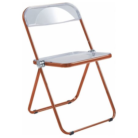 Leisuremod Lawrence Acrylic Folding Chair with Orange Metal Frame, Orange LFCL19OR
