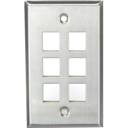 Leviton 6-Port Wallplate Unloaded, 1-Gang Use W/Snap-In Modules 43080-1S6