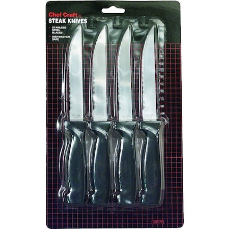Chef Craft Steak Knife Set, 4-1/2 in L Blade, Stainless Steel Blade, ABS Handle 20979