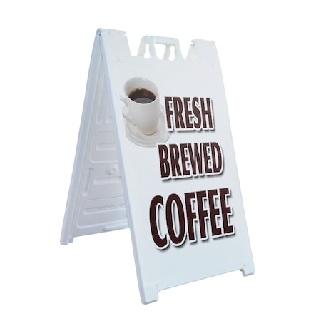 Signmission Fresh Brewed Coffee, A-Frame & 2 Decals Installed, Heavy-Duty Plastic Frame SBHD-D-2436-Fresh Brewed Coffee