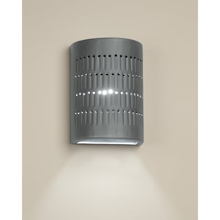 Luxury Lighting Zenia 8.5 in Ceramic Outdoor Wall Light, Punched Groove Pattern, Rubbed Pewter Paint Finish, 2PK (2) 100-01-APew-ud-7
