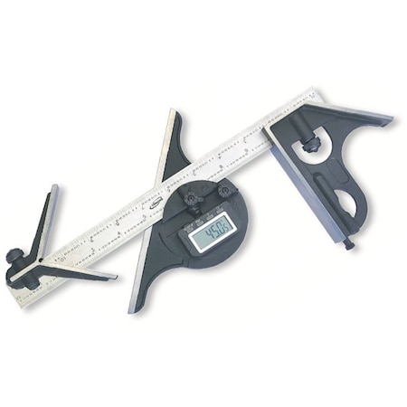 Igaging 4 Piece Square Set, Square and Center Heads, Digital Protractor and 12in Blade EM Graduation 35-212-4EM