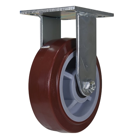 Vestil Polyurethane Rigid Caster 6 In. Diameter x 2 In. Width 720 Lb. Capacity Maroon/Gray CST-VE-6X2PUP-R
