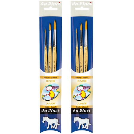 Da Vinci JUNIOR Synthetics Student Brushes, Acrylic & Tempera, Round, Series 303, 3-Piece Set, 2PK VA-4212_0