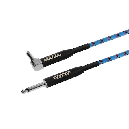 Monoprice Ts 1/4"Male Strt Rt Angl Cable, Blue, 20ft 601480