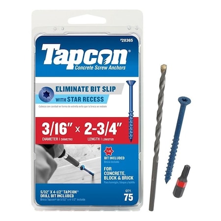 Tapcon Tapcon Masonry Screw, Climaseal Coated 28365