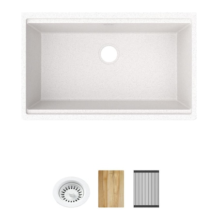 Elkay Quartz Classic 33" x 22" x 9-1/2" Single Bowl Undermount Workstation Sink 4pc Kit White ELGRU13322WOWH0