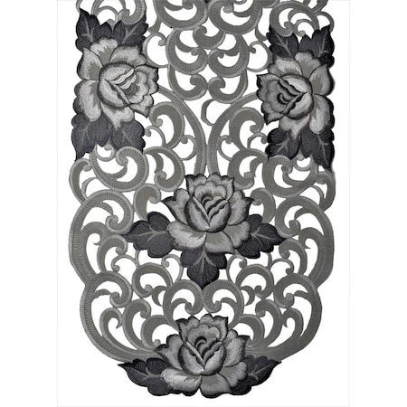Sinobrite 15 x 54 in. Gunmetal Cutout Rose Table Runner H9224-15x54