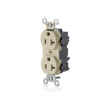 Leviton Lev-Lok Commercial Grade Duplex Receptacle, 20 Amp, 125 Volt M5362-SI
