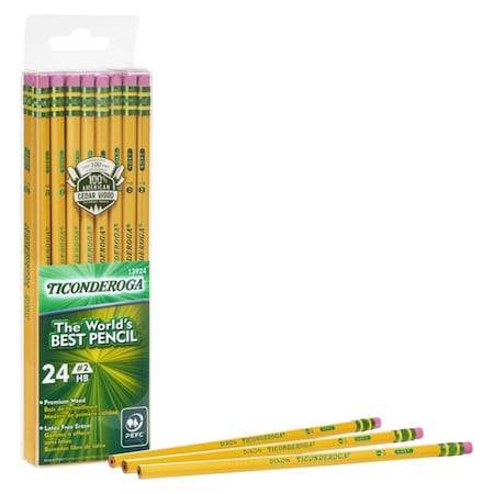 Ticonderoga Pencils, #2 Soft, Yellow, Unsharpened, 24PK X13924