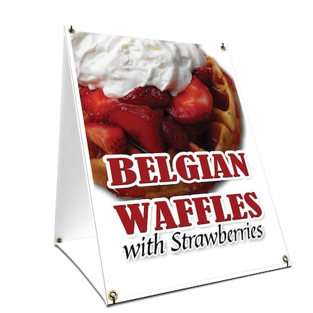 Signmission Belgian Waffle With Strawberries, 36 Inch x 24 Inch A-frame Yard Sign SBC-2436-Belgian Waffle With Strawberries