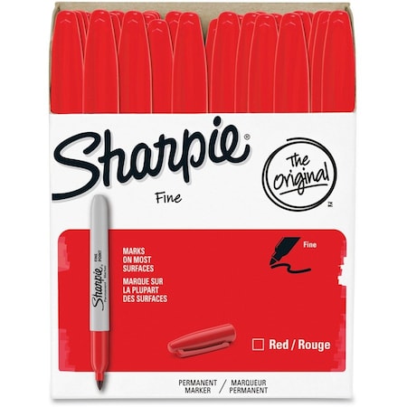 Sharpie Red Sharpie Marker, Fine Point, Red, PK36, 36 PK 1920937