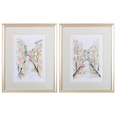 Homeroots Set of Two Brown Streets of Venice Framed Art, 2PK 476119