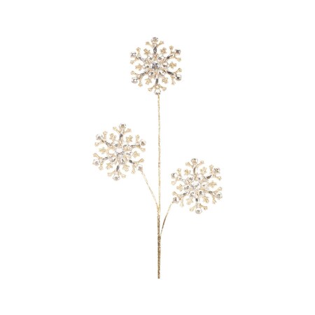 Homeroots Set of Two Gold And Clear Faux Crystal Beaded Linear Snowflake Wreath Sprays, 2PK 633191