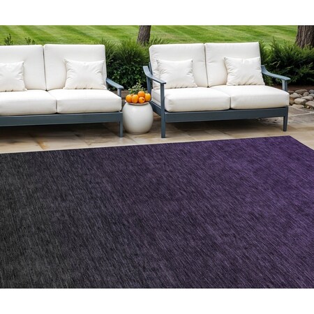 Homeroots 8' X 10' Eggplant Purple And Charcoal Abstract Washable Indoor Outdoor Area Rug 588939