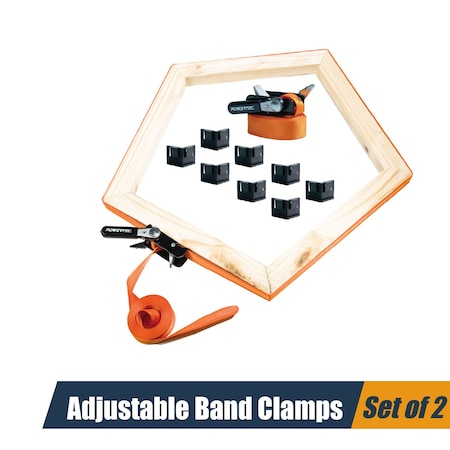 Powertec 15 ft. Adjustable Band Clamp w/ Ratchet, Non-Marring Corners, 1000 lb Capacity, 2PK 72071-P2