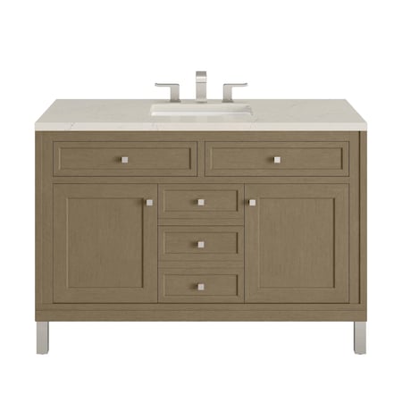 James Martin Vanities Chicago 48" Single Vanity, Walnut Whisper, w/ 3 CM Siberian Silestone Top 503-V48-WLW-3SFR