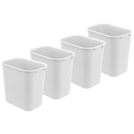 Acrimet Wastebasket, Deskside Bin, 6.75 Gallon/ 27 Quart/ 24 Liter (Plastic) (White Color), 4PK 577.5