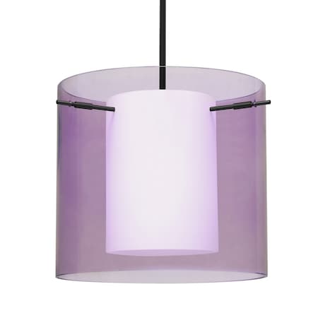 Besa Lighting Besa Pahu 12 Stem Pendant, Transparent Amethyst/Opal, Black Finish, 1x 100W MAX E26 Base 1TT-A18407-BK