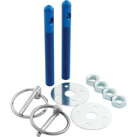 Powerhouse 0.38 in. Dia. Aluminum Hood Pin Kit, Blue PO3647961