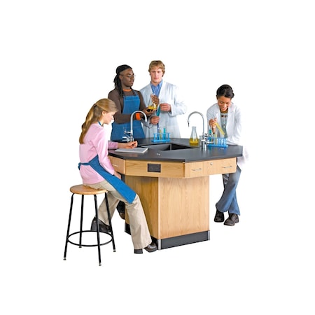 Diversified Spaces Octagon Workstation, Oak, Wood Frame, 56 in W, Red 1514K