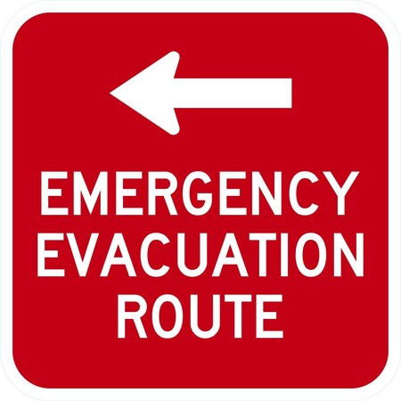 Lyle Emergency Evacuation Route With Left Arrow, 12x12, Engineer Grade, Red G-2271-EG_12x12