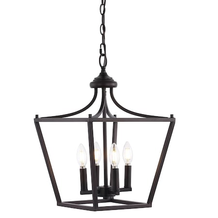 Jonathan Y Camden 13" 4-Light Iron Classic Midcentury Pendant Lantern, Oil Rubbed Bronze JYL7561A